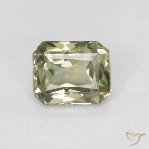 0.57ct 天然 オリーブグリーン サファイア, エメラルドカット, VVS-VS