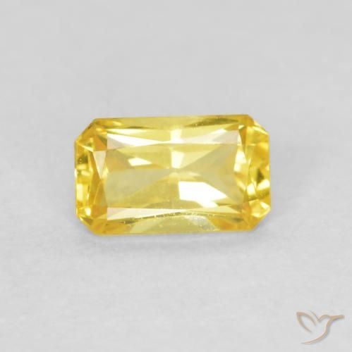 0.43ct 天然 ミディアムイエロー サファイア, エメラルドカット, VVS