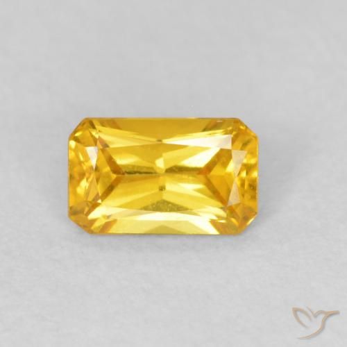 0.38ct 天然 ゴールド サファイア, エメラルドカット, VVS