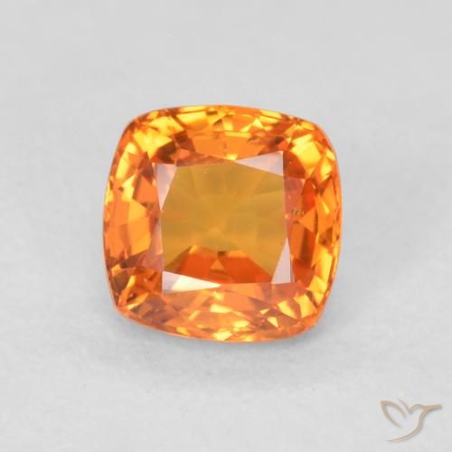 0.69ct 天然 鮮やかなオレンジ サファイア, クッション, VVS-VS