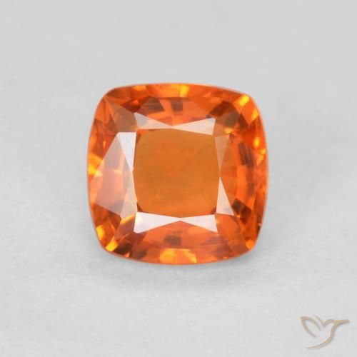 0.51ct 天然 鮮やかなオレンジ サファイア, クッション, VVS