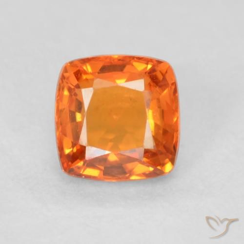 0.61ct 天然 ミディアムオレンジ サファイア, クッション, VVS