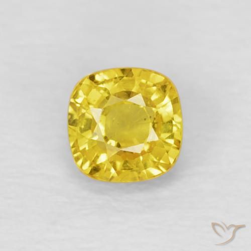 0.53 ct ルース イエロー サファイア、4.2 x 4.2 mm クッションカット、タンザニア産, Photo A