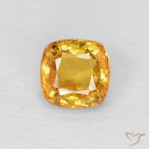0.60ct 天然 ミディアムオレンジゴールド サファイア, クッション, VVS