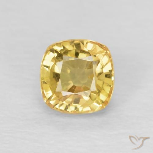 0.67ct 天然 薄いゴールド サファイア, クッション, VVS