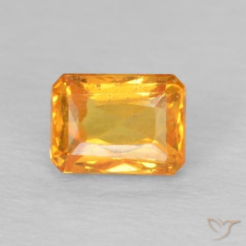 0.74ct 天然 ミディアムオレンジ サファイア, エメラルドカット, VS