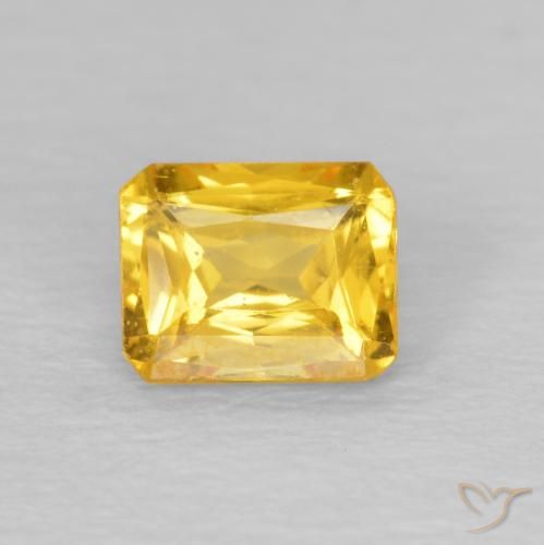 0.47ct 天然 ゴールド サファイア, エメラルドカット, VS