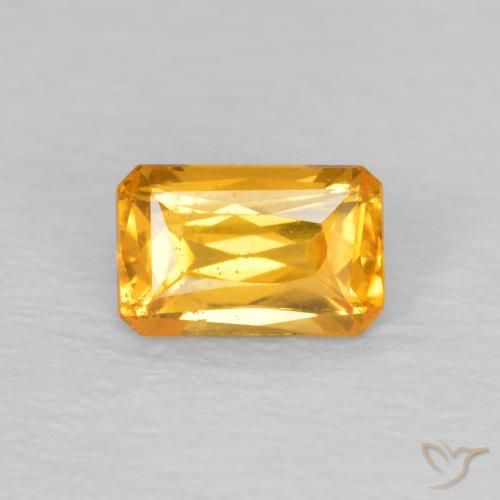0.40ct 天然 ダークゴールデン サファイア, エメラルドカット, VS