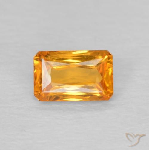 0.40ct 天然 オレンジゴールド サファイア, エメラルドカット, VVS-VS