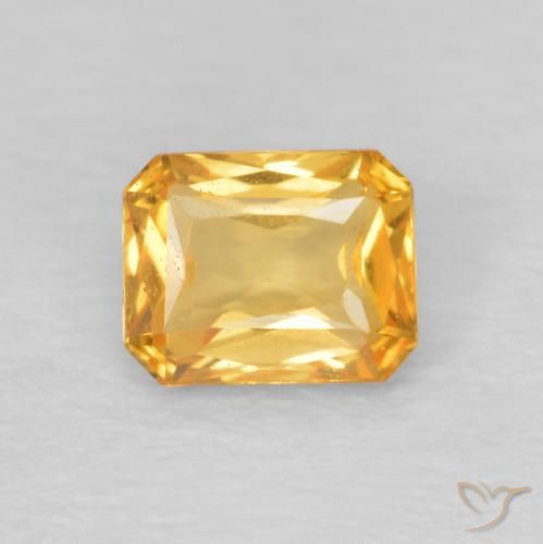 0.53ct 天然 ミディアムオレンジ サファイア, エメラルドカット, VVS