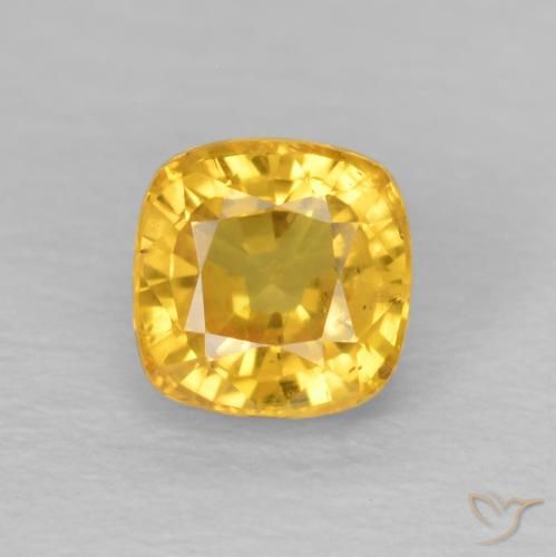 0.72ct 天然 ミディアムゴールデン サファイア, クッション, VS