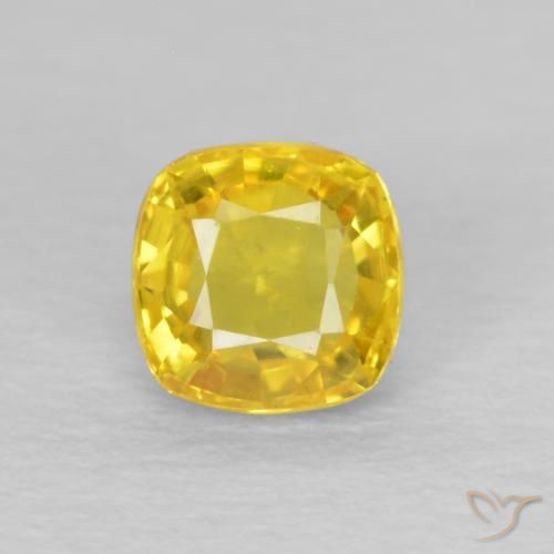 0.57ct 天然 黄色がかったゴールド サファイア, クッション, VS