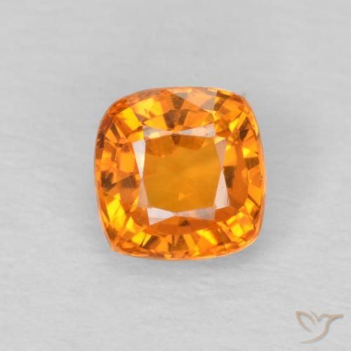 0.64ct 天然 鮮やかなオレンジ サファイア, クッション, VS