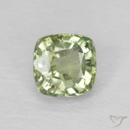 0.60ct 天然 非常に薄い緑 サファイア, クッション, VS