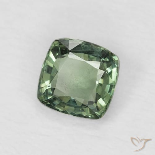 0.57カラットの天然Medium Light Greenサファイア、クッション、VS