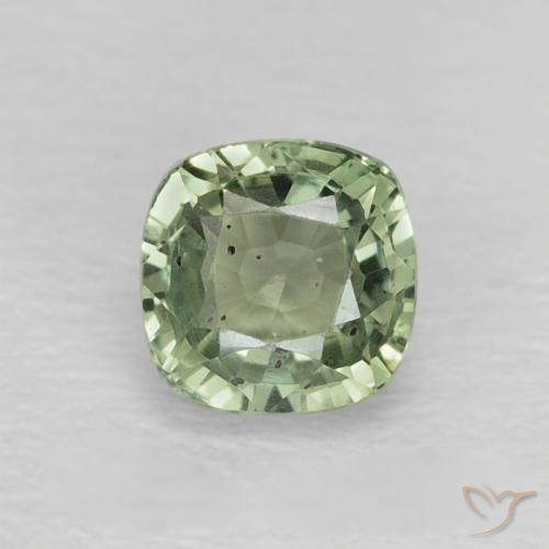 0.75ct 天然 ミディアムグリーン サファイア, クッション, VS