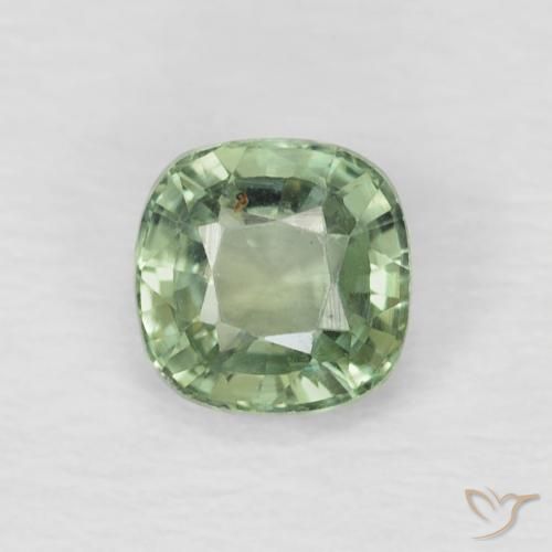 0.60ct 天然 薄いフォレストグリーン サファイア, クッション, VS