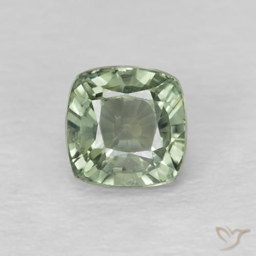0.73ct 天然 Medium Light-Green サファイア, クッション, VS