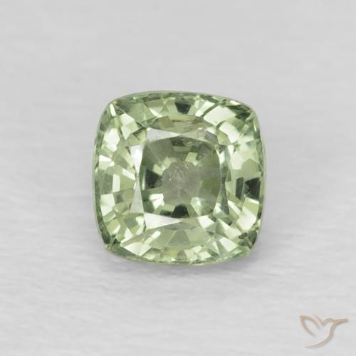 0.69ct 天然 薄いセージグリーン サファイア, クッション, VS