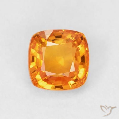 0.71ct 天然 ミディアムオレンジ サファイア, クッション, VVS-VS