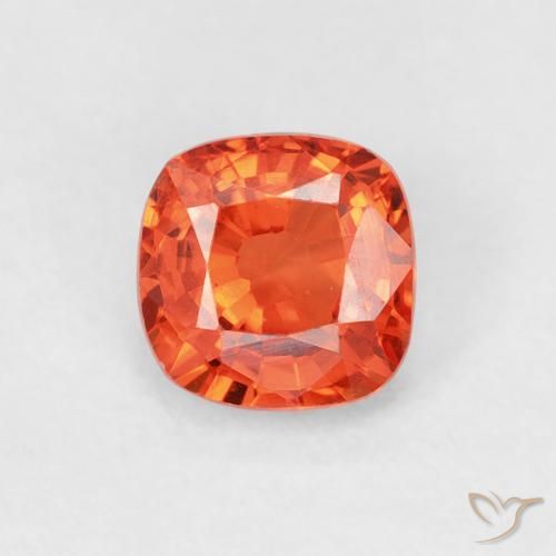 0.58 ct ルース オレンジ サファイア、4.6 x 4.6 mm クッションカット、タンザニア産, Photo A