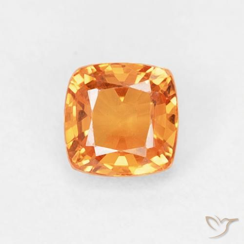 0.60ct 天然 ミディアムオレンジ サファイア, クッション, VVS-VS