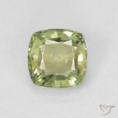 0.58ct 天然 黄みがかったグリーン サファイア, クッション, VVS-VS