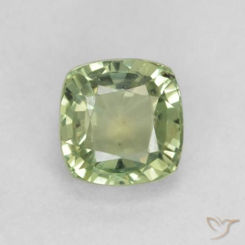 0.68ct 天然 非常に薄いセージグリーン サファイア, クッション, VVS-VS