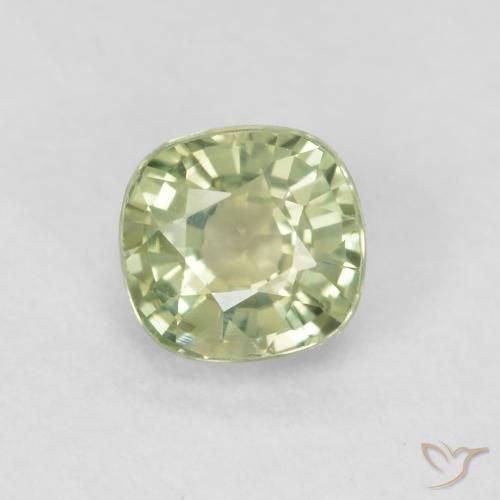 0.57ct 天然 非常に薄いセージグリーン サファイア, クッション, VVS-VS