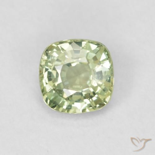 0.43ct 天然 非常に薄いセージグリーン サファイア, クッション, VVS-VS