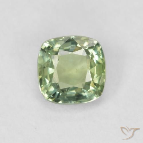 0.48ct 天然 薄いセージグリーン サファイア, クッション, VVS-VS