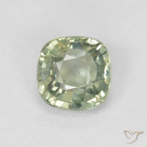0.58ct 天然 薄いセージグリーン サファイア, クッション, VVS-VS
