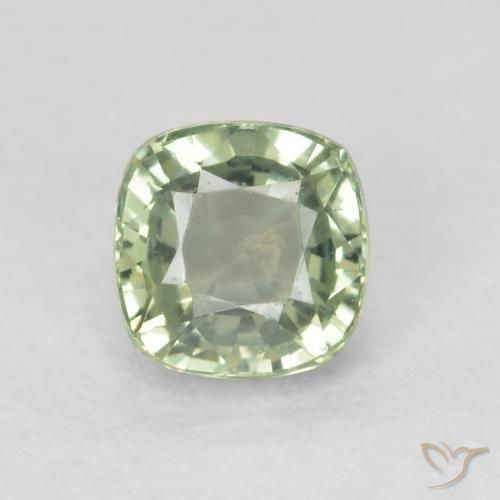 0.69ct 天然 非常に薄いセージグリーン サファイア, クッション, VVS-VS