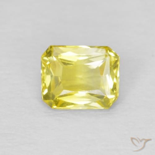 0.49ct 天然 ライトイエロー サファイア, エメラルドカット, VVS