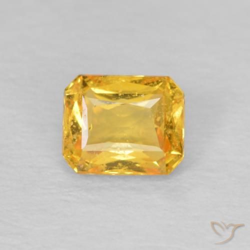 0.49ct 天然 ミディアムゴールド サファイア, エメラルドカット, VS