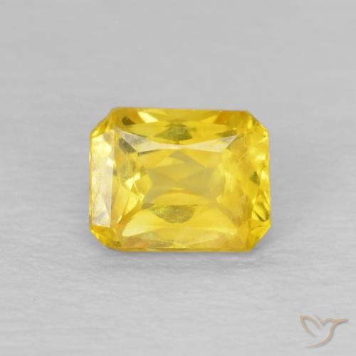 0.56ct 天然 ミディアムイエロー サファイア, エメラルドカット, VS