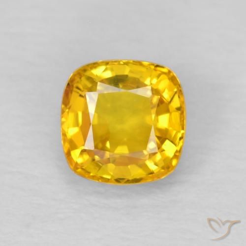 0.57ct 天然 明るいゴールド サファイア, クッション, VVS