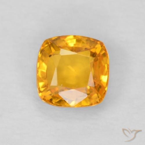 0.56ct 天然 ミディアムオレンジ サファイア, クッション, VVS