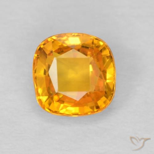 0.65ct 天然 オレンジゴールド サファイア, クッション, VVS