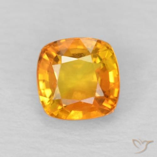 0.69ct 天然 ミディアムオレンジ サファイア, クッション, VVS