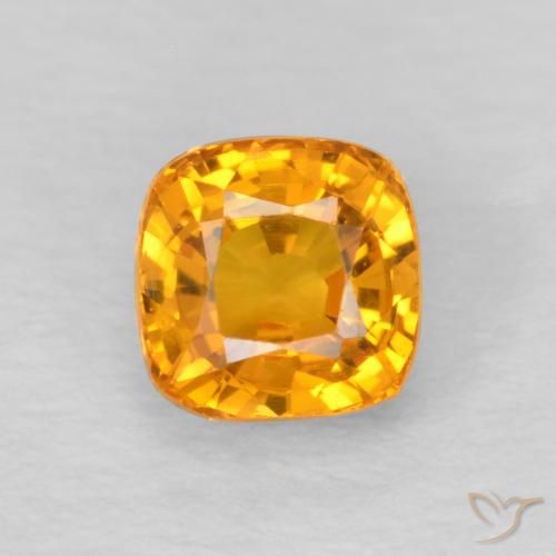 0.68ct 天然 オレンジゴールド サファイア, クッション, VVS