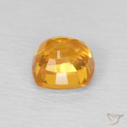 0.70カラットの天然ミディアムオレンジサファイア、クッション、VS