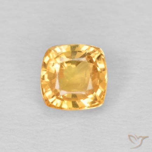 0.49ct 天然 薄いオレンジゴールド サファイア, クッション, VS