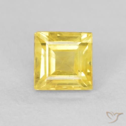 0.60ct 天然 ミディアムイエロー サファイア, 四角形, VVS-VS