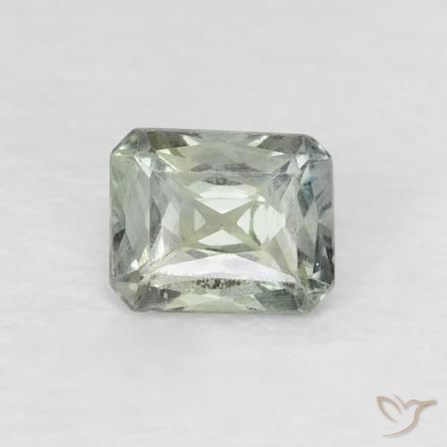 0.55ct 天然 グレーグリーン サファイア, エメラルドカット, VS