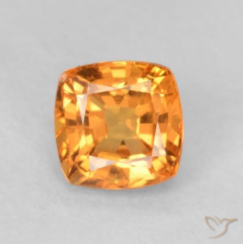 0.60ct 天然 ミディアムオレンジ サファイア, クッション, VVS-VS