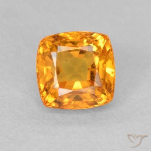 0.61ct 天然 ミディアムオレンジ サファイア, クッション, VVS-VS