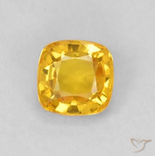 0.62ct 天然 明るいゴールド サファイア, クッション, VVS