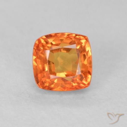 0.64ct 天然 鮮やかなオレンジ サファイア, クッション, VVS