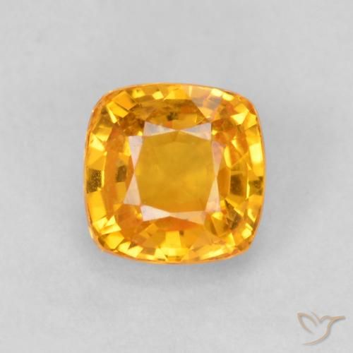 0.76ct 天然 オレンジゴールド サファイア, クッション, VVS